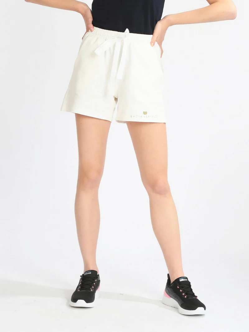 Bermuda donna in felpa - bianco