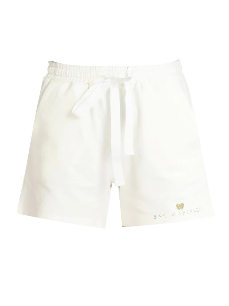 Bermuda donna in felpa - bianco