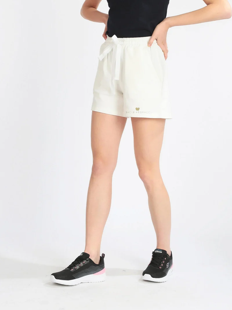 Bermuda donna in felpa - bianco