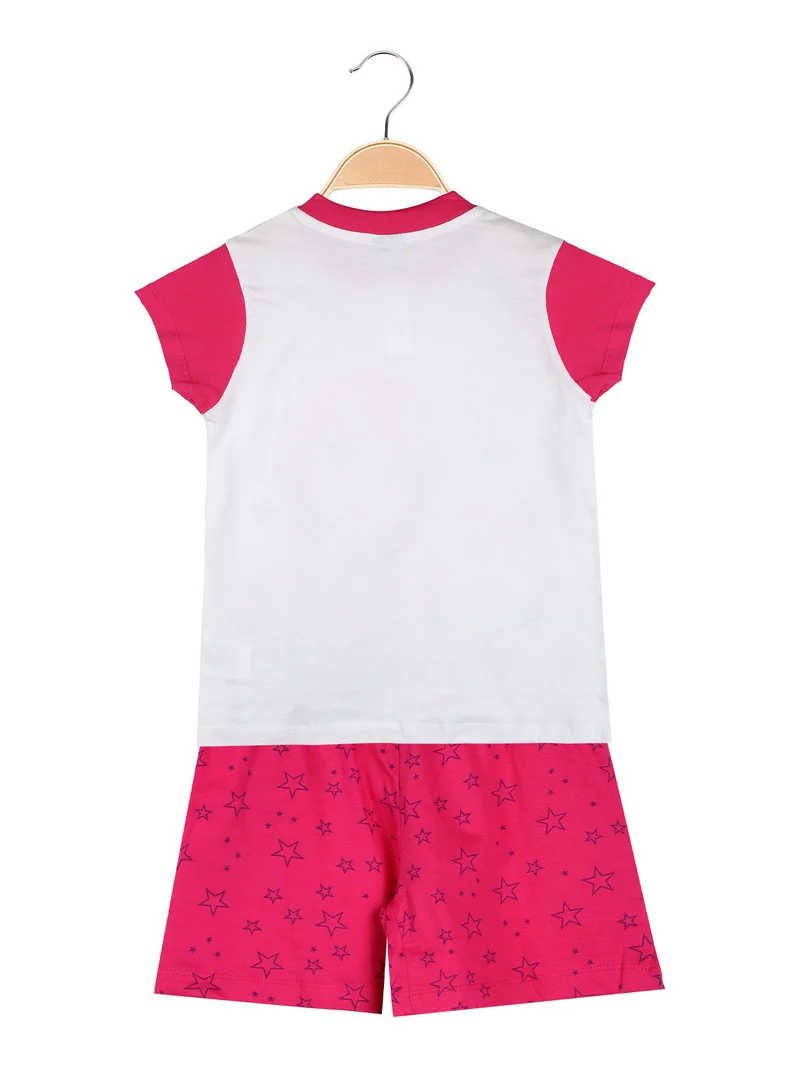 Anna e Elsa pigiama corto da bambina in cotone - fucsia