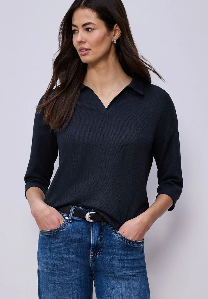 LTD QR knit look polo shirt