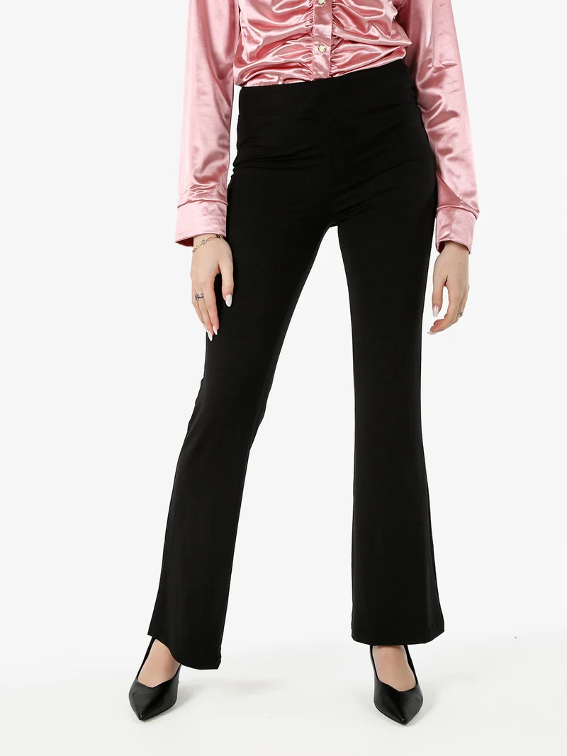Leggings donna elasticizzati a zampa - nero