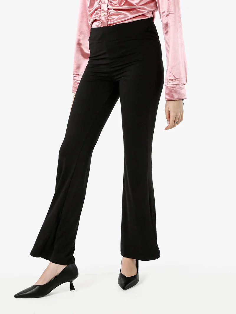 Leggings donna elasticizzati a zampa - nero
