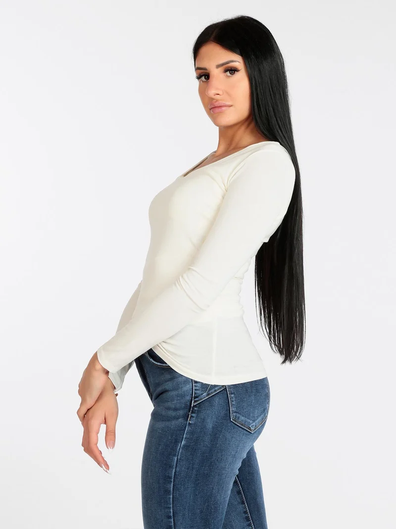 T-shirt donna scollo a V - bianco