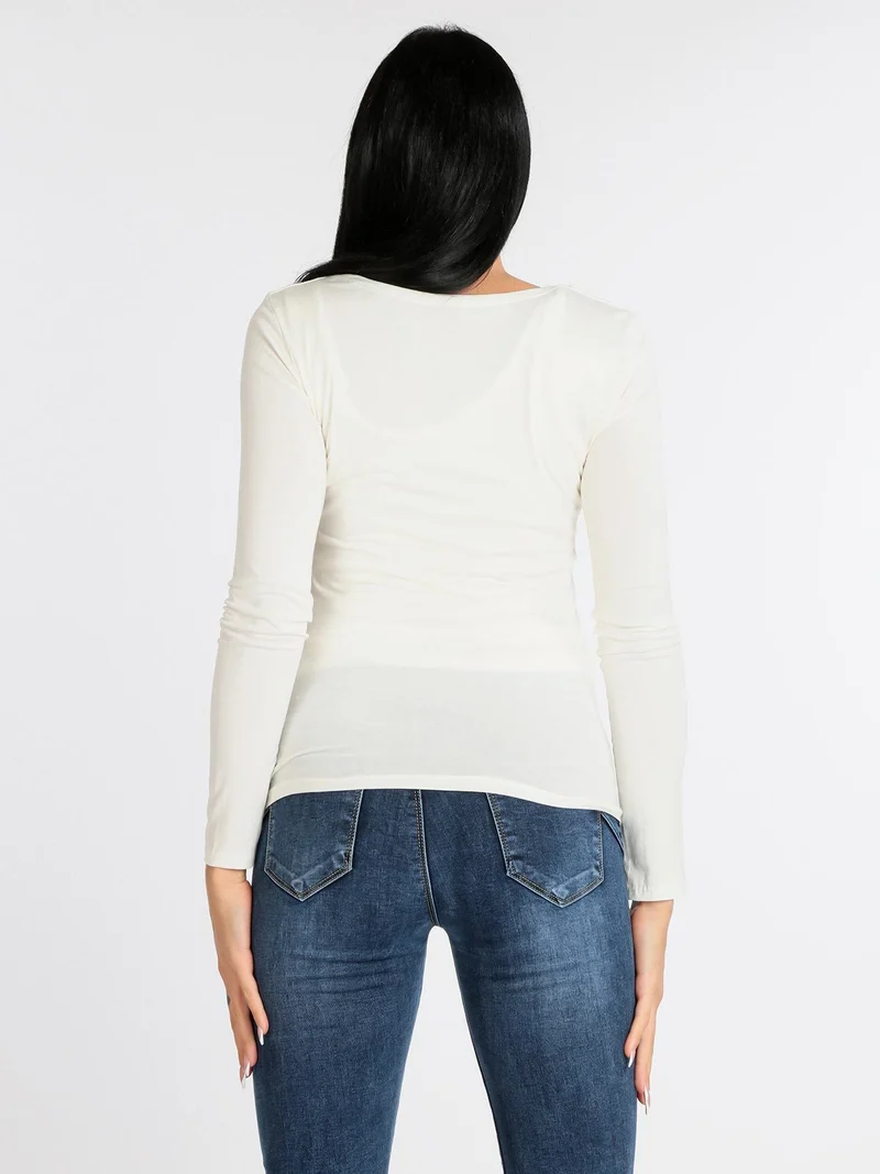 T-shirt donna scollo a V - bianco