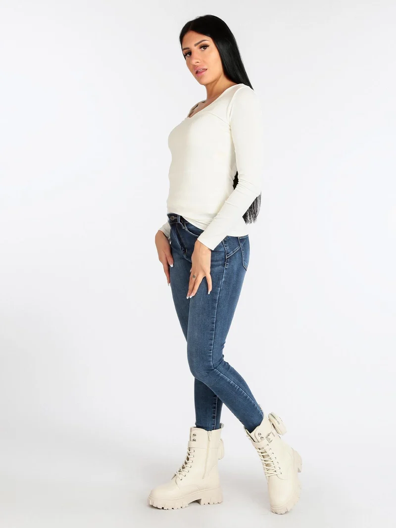T-shirt donna scollo a V - bianco