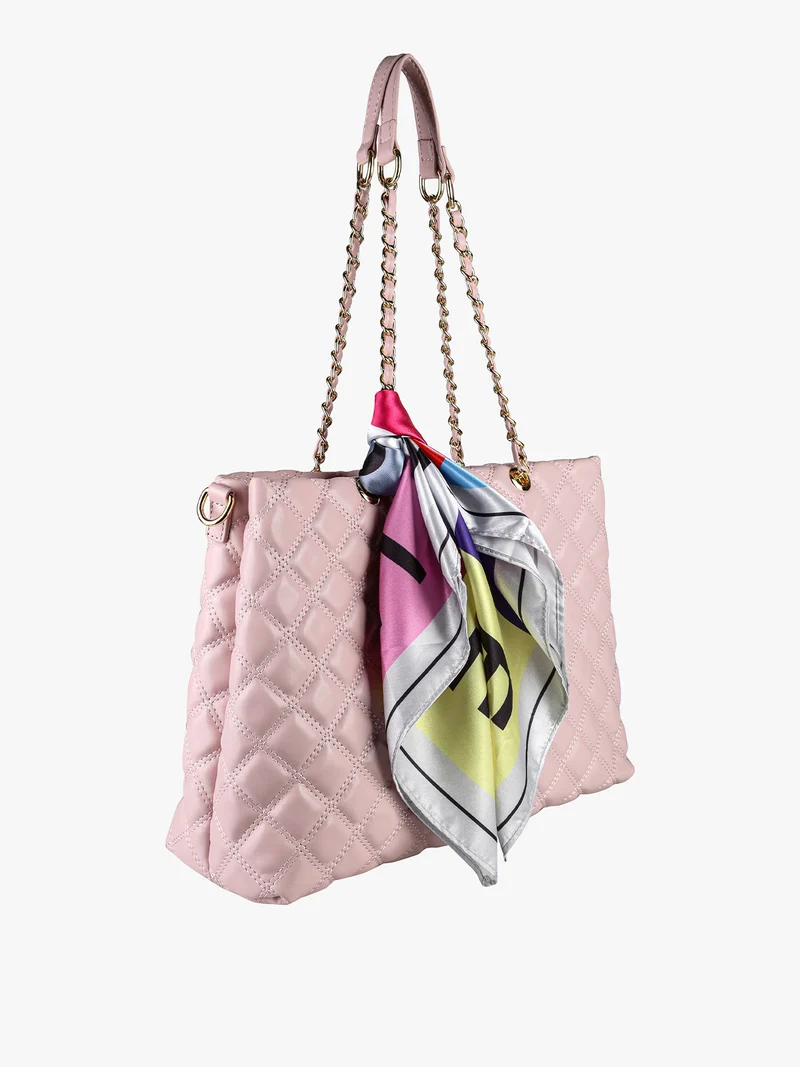 Borsa donna trapuntata con doppi manici a catena - rosa