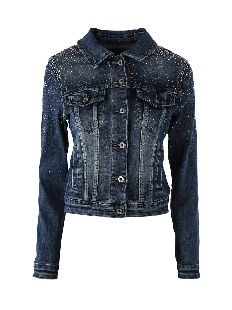 Giacca donna in jeans con strass - jeans