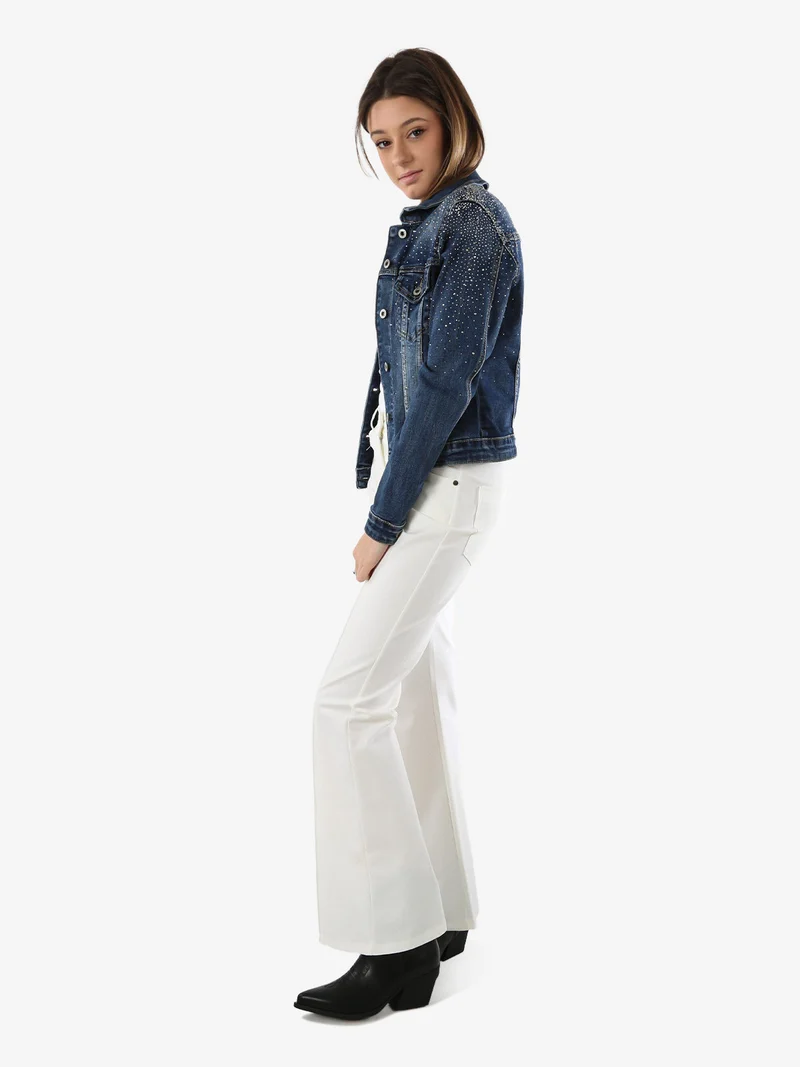 Giacca donna in jeans con strass - jeans