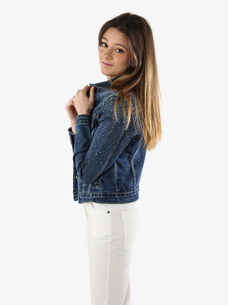 Giacca donna in jeans con strass - jeans