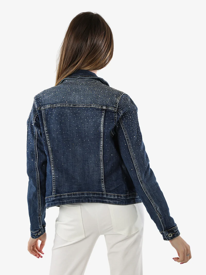Giacca donna in jeans con strass - jeans