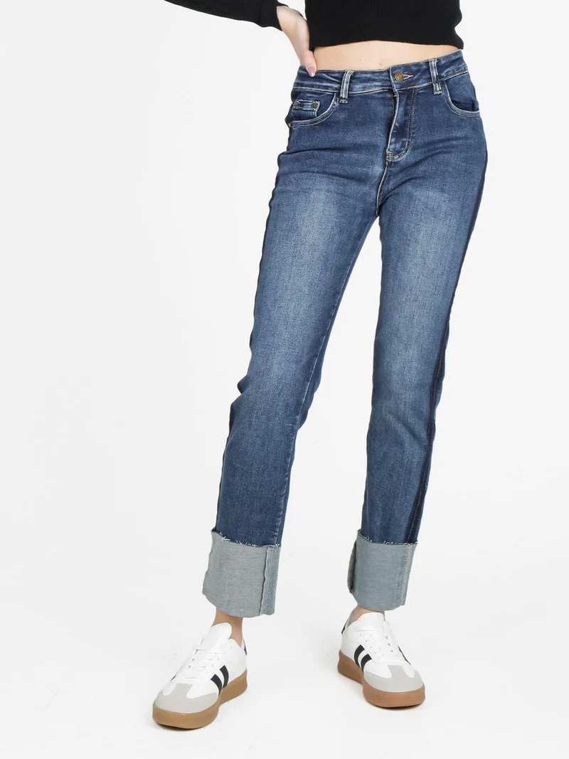 Jeans donna slim fit con maxi risvolto - jeans