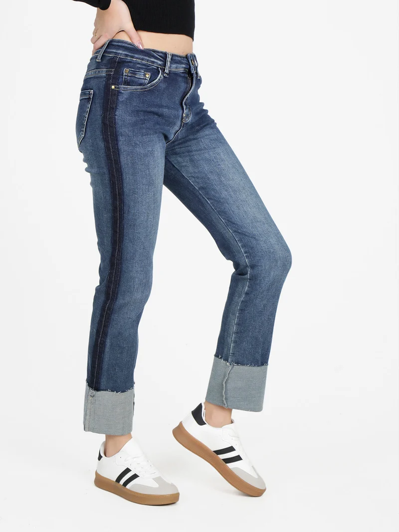 Jeans donna slim fit con maxi risvolto - jeans