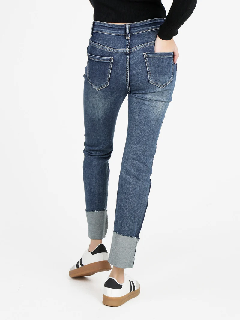 Jeans donna slim fit con maxi risvolto - jeans