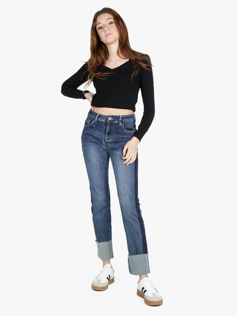Jeans donna slim fit con maxi risvolto - jeans