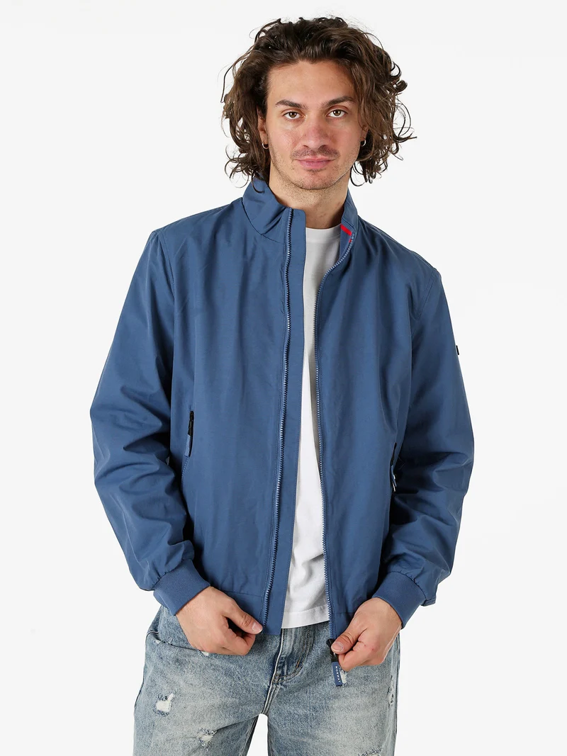 Giacca a vento da uomo con zip - blu