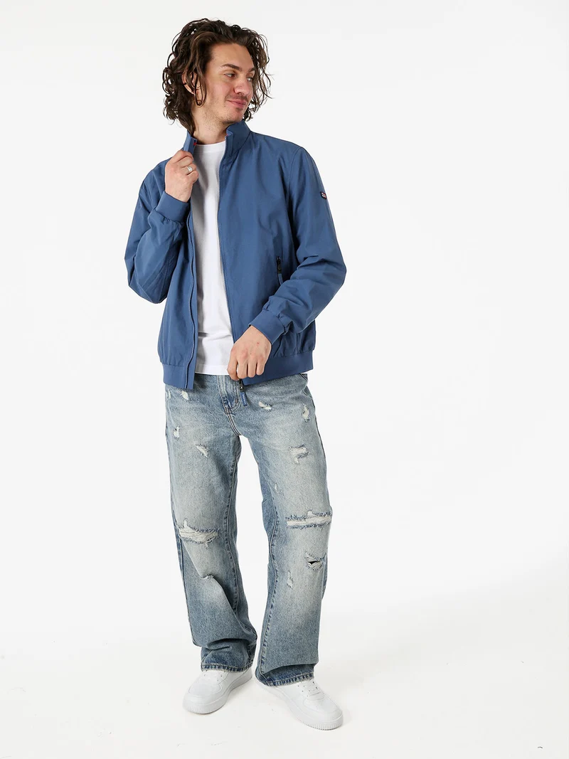 Giacca a vento da uomo con zip - blu