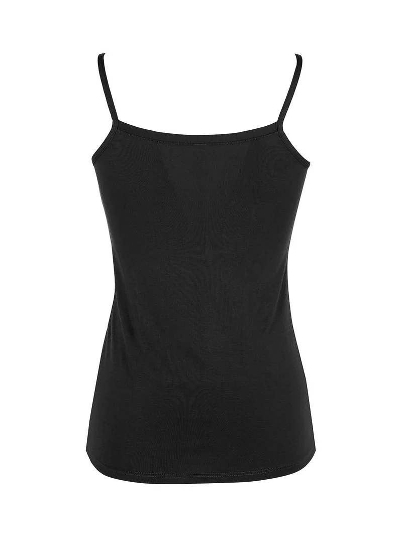 P0717M Top donna in bamboo con spalline sottili - nero