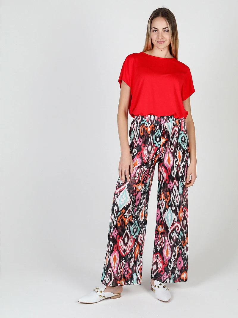 Pantaloni donna leggeri a palazzo colorati - nero