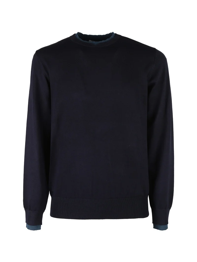 Pullover girocollo da uomo in maglia - blu scuro