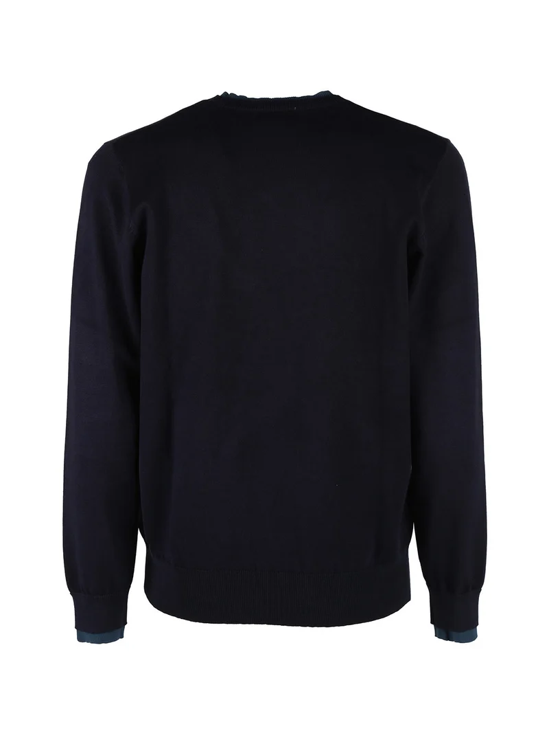 Pullover girocollo da uomo in maglia - blu scuro