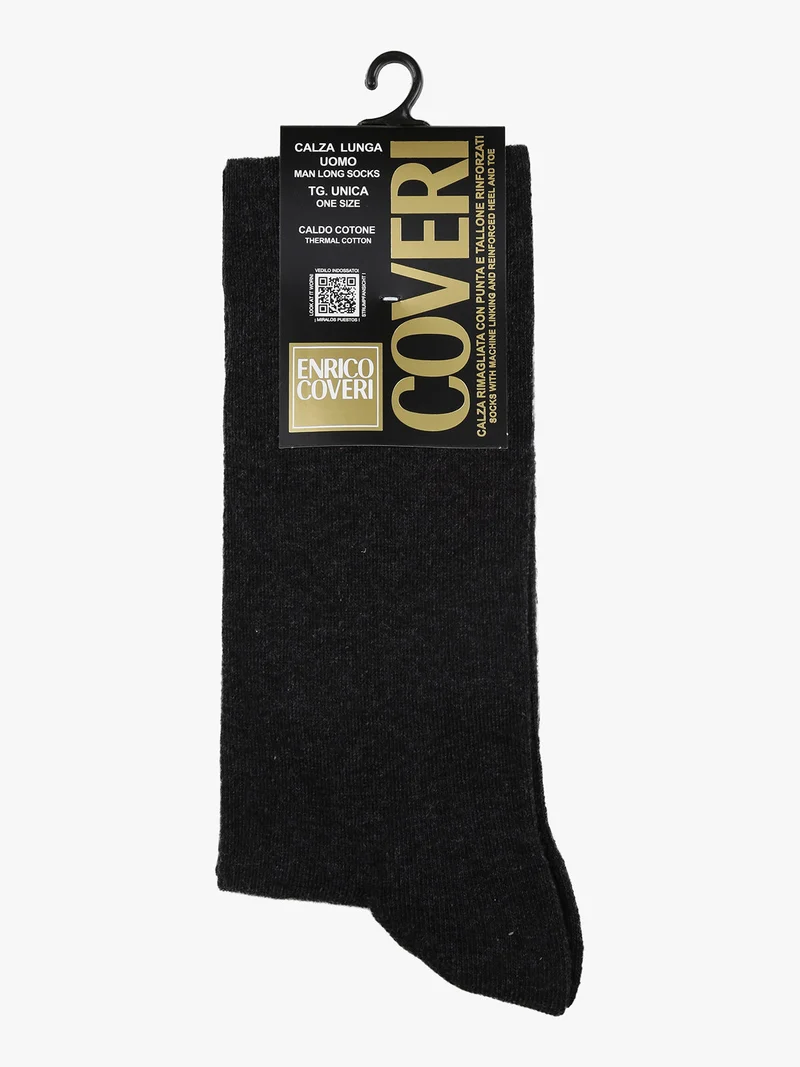 Calze lunghe da uomo in caldo cotone - grigio scuro