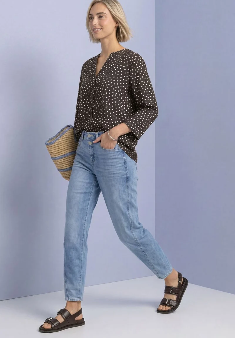 3/4-Arm Bluse mit Split Neck und Print