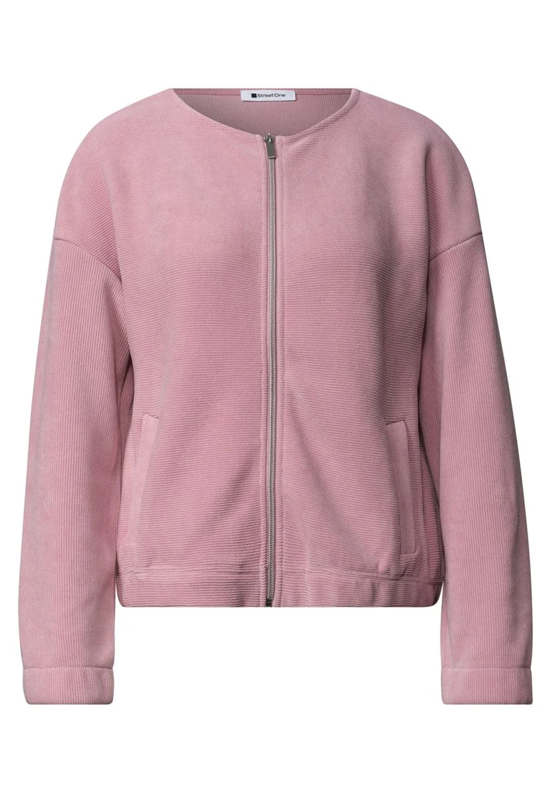 Jacke mit Rundhals in Cord-Optik
