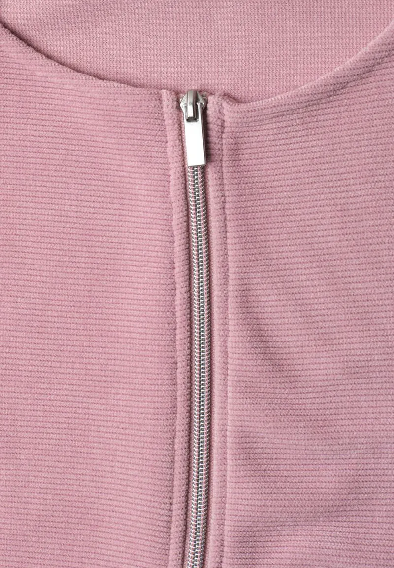 Jacke mit Rundhals in Cord-Optik
