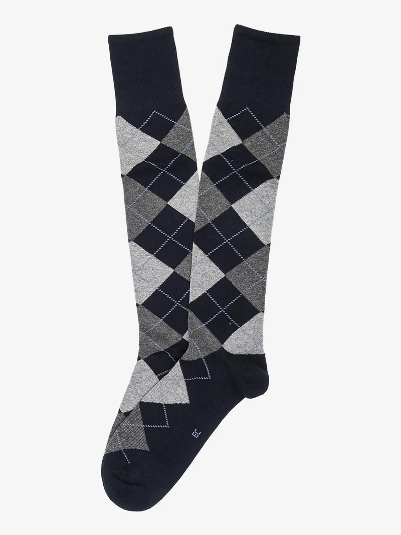 Calze lunghe da uomo a rombi in caldo cotone - blu
