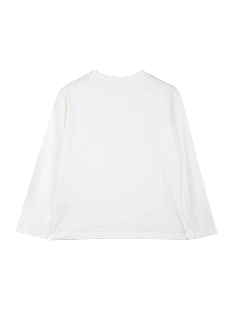 T-shirt girocollo da bambino a maniche lunghe con stampa disegno - nero