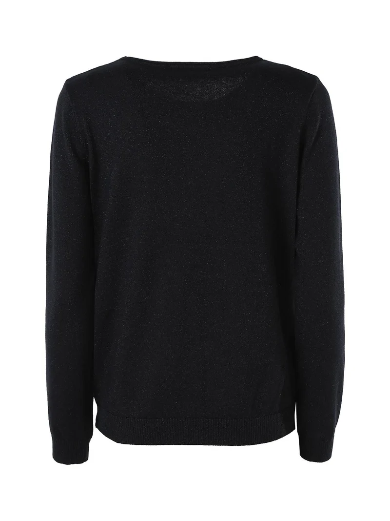 Pullover girocollo da donna in maglia con lurex - nero
