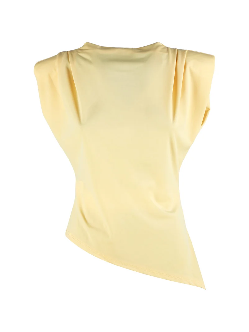 Top donna con spalle imbottite e finale a punta - giallo