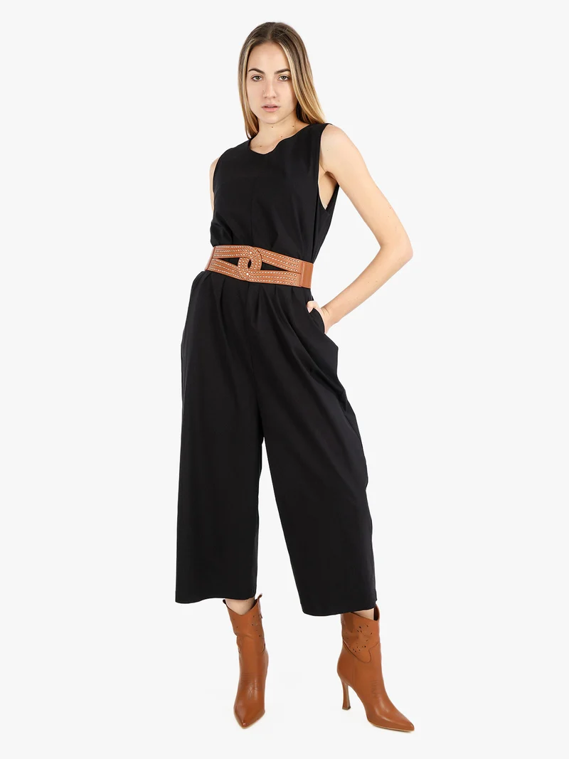 Tuta jumpsuite oversize da donna - nero
