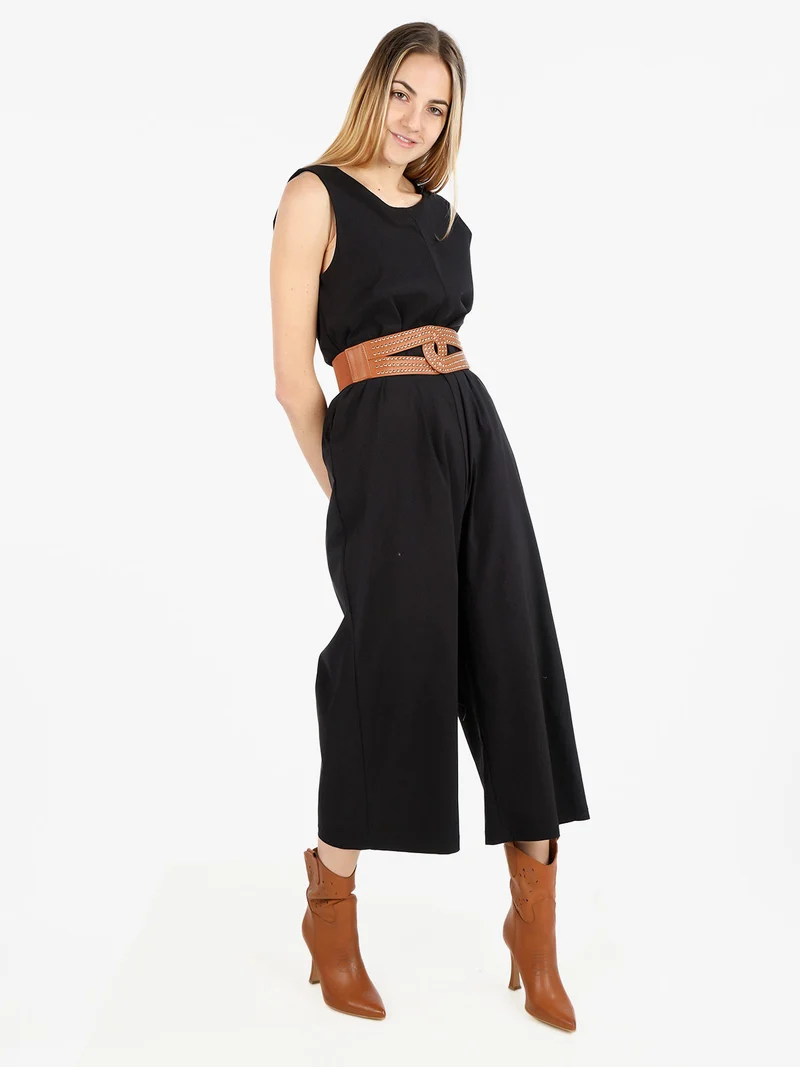 Tuta jumpsuite oversize da donna - nero