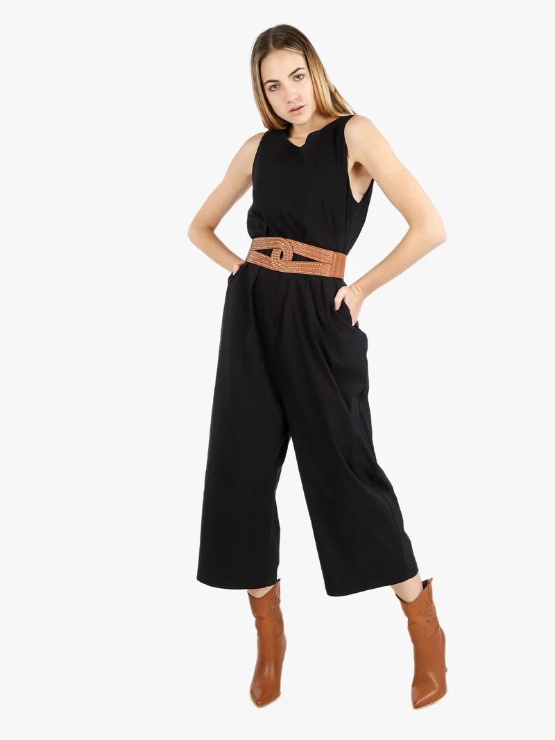 Tuta jumpsuite oversize da donna - nero
