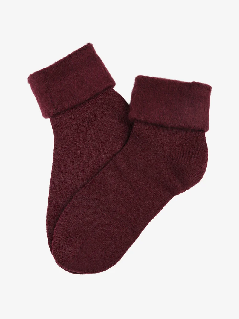 Calze soft donna con bordo di pelo - bordeaux