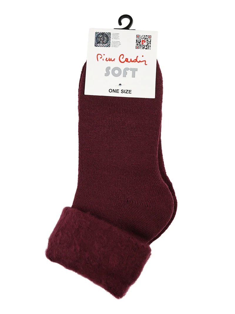 Calze soft donna con bordo di pelo - bordeaux