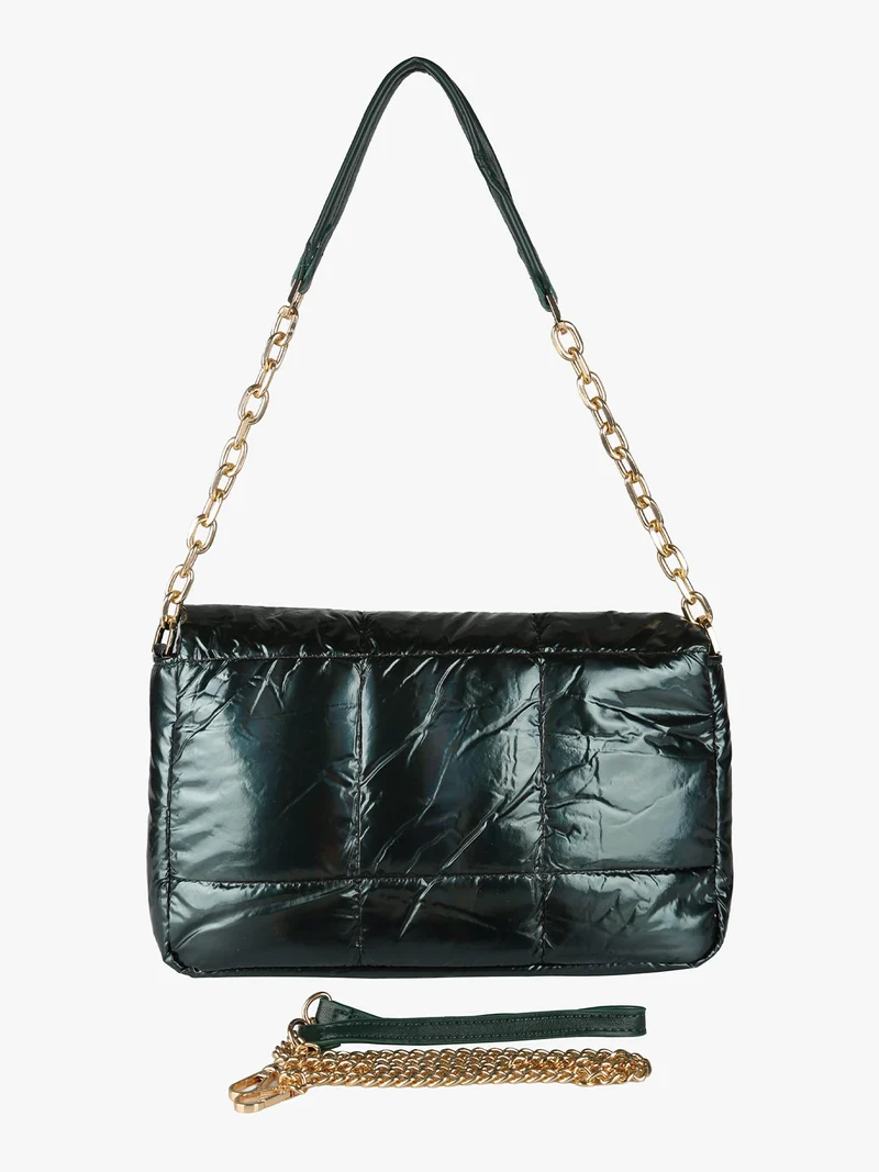 Borsa donna puffer trapuntata con manico a catena - verde
