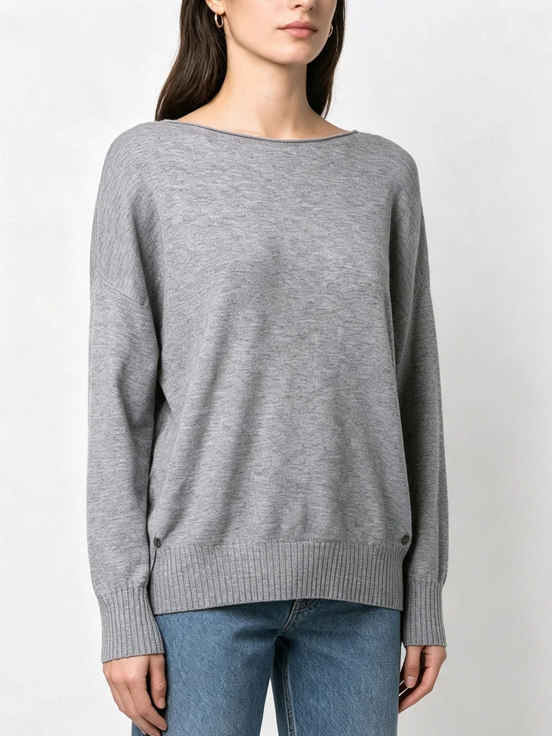 Pullover donna oversize in maglia - grigio