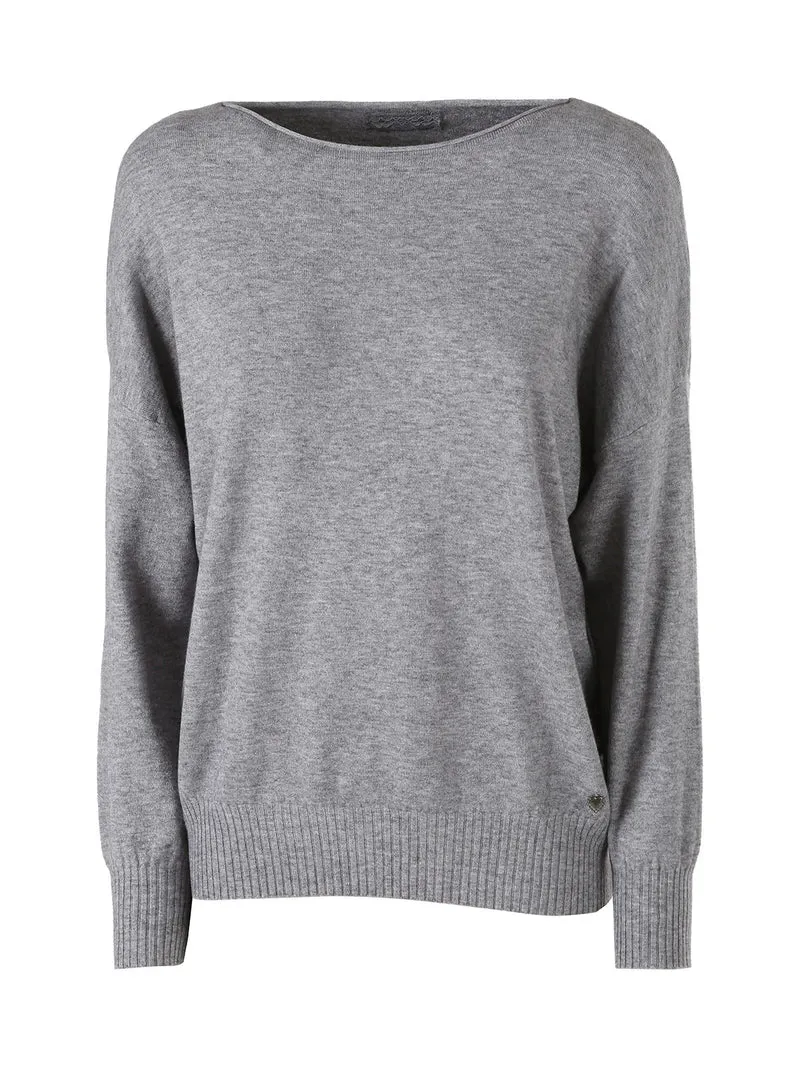 Pullover donna oversize in maglia - grigio