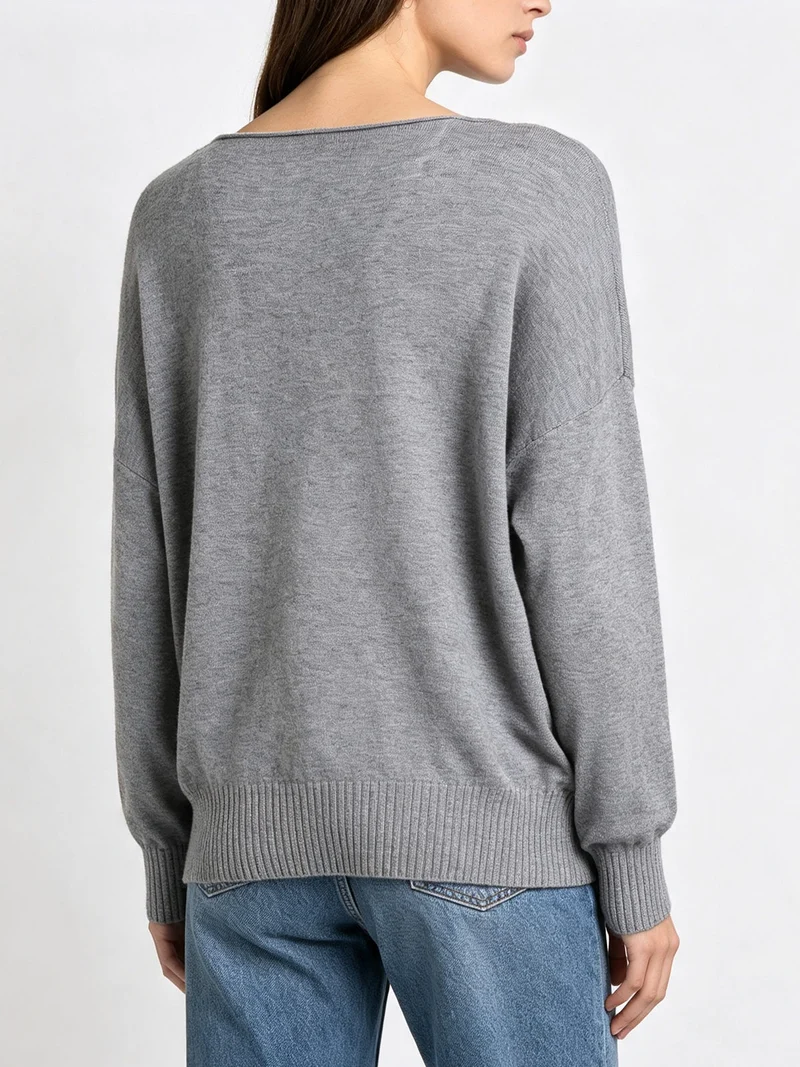 Pullover donna oversize in maglia - grigio