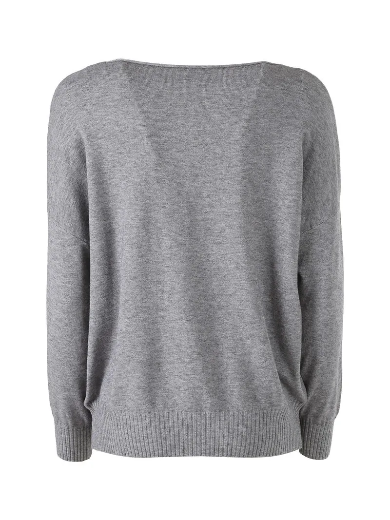 Pullover donna oversize in maglia - grigio
