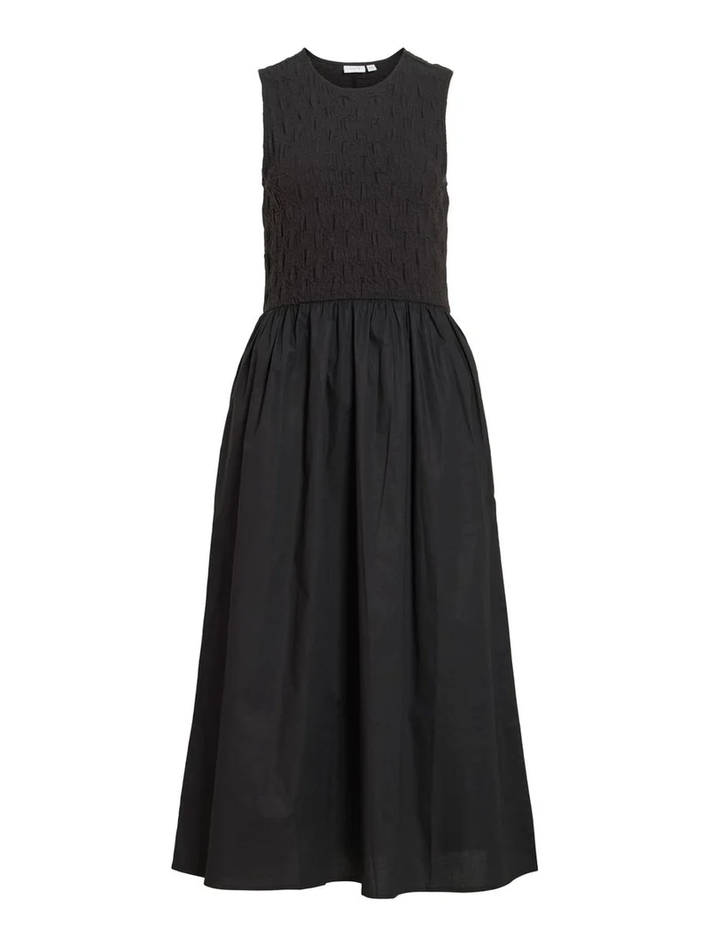 VICARLA O-NECK S/L MIDI DRESS