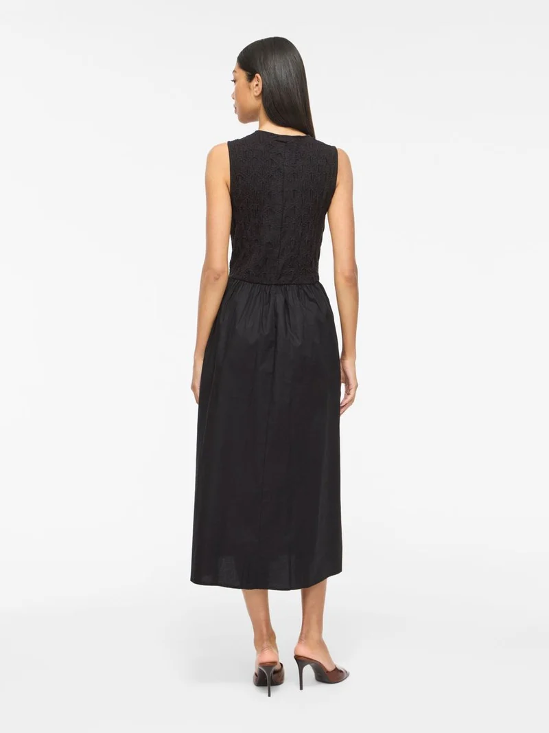 VICARLA O-NECK S/L MIDI DRESS