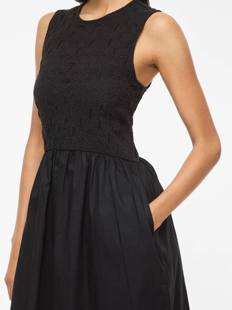 VICARLA O-NECK S/L MIDI DRESS