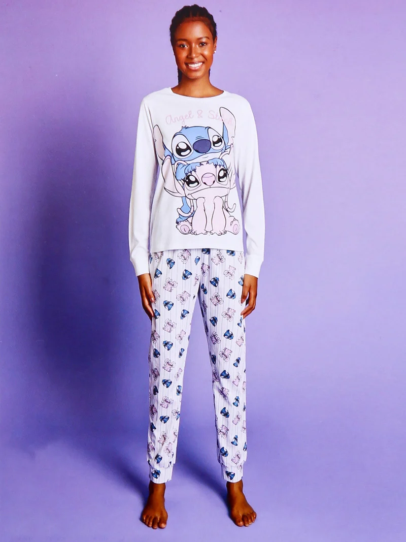 Stitch pigiama da donna in cotone con stampe - bianco