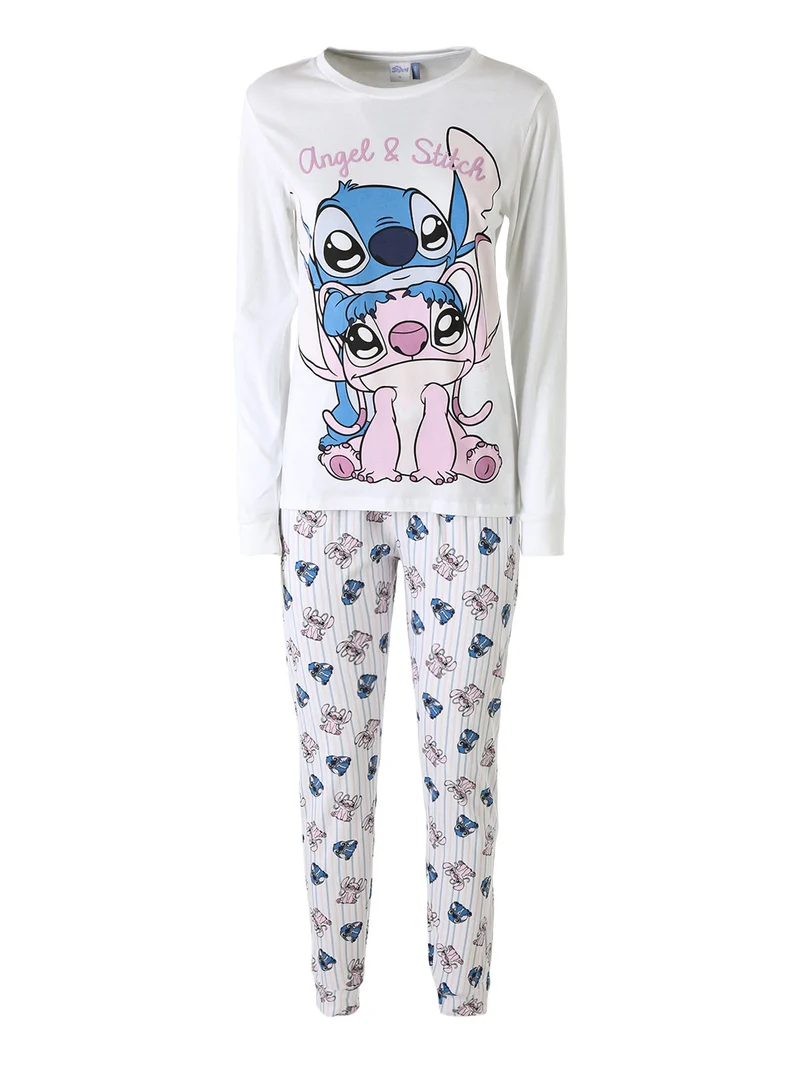 Stitch pigiama da donna in cotone con stampe - bianco