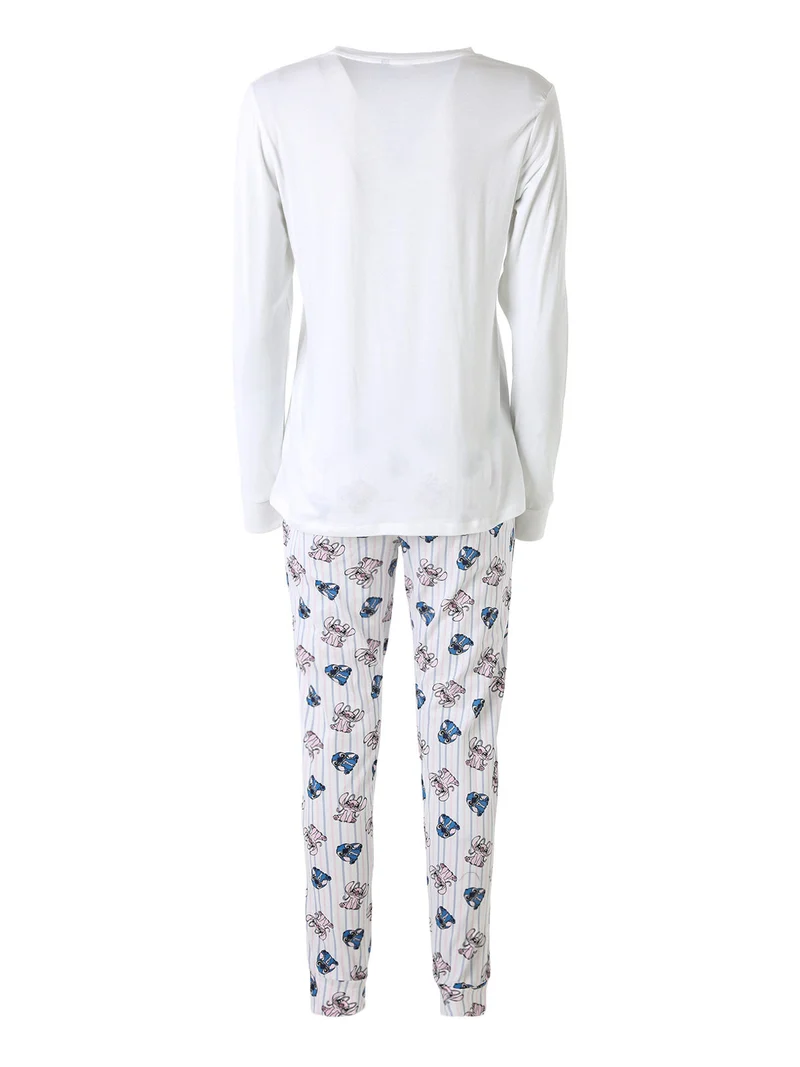 Stitch pigiama da donna in cotone con stampe - bianco