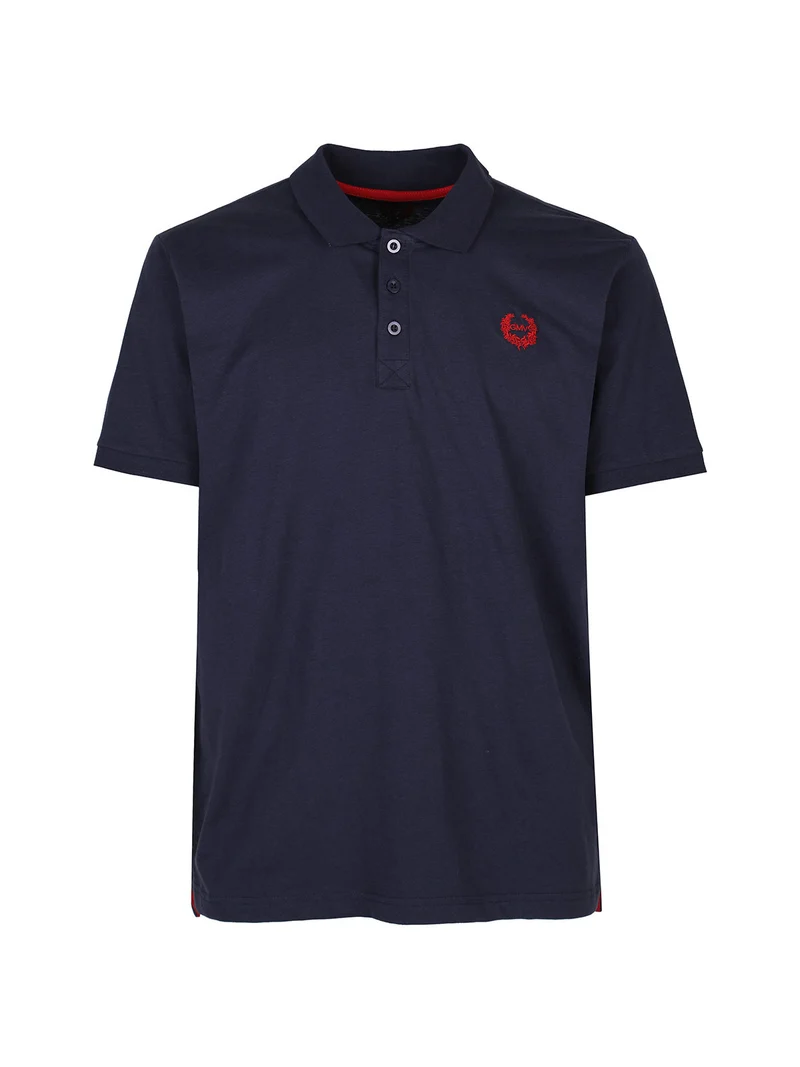 Polo da uomo in cotone a maniche corte - blu scuro